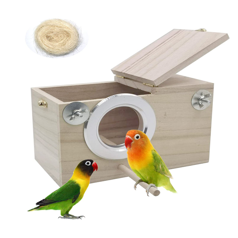 PINVNBY nichoir-bois-perroquets-petits-oiseaux: extérieur naturel et sûr pour l'habitat aviaire.