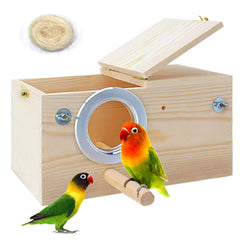 PINVNBY nido de aves de madera con tapa plegable para fácil limpieza.
