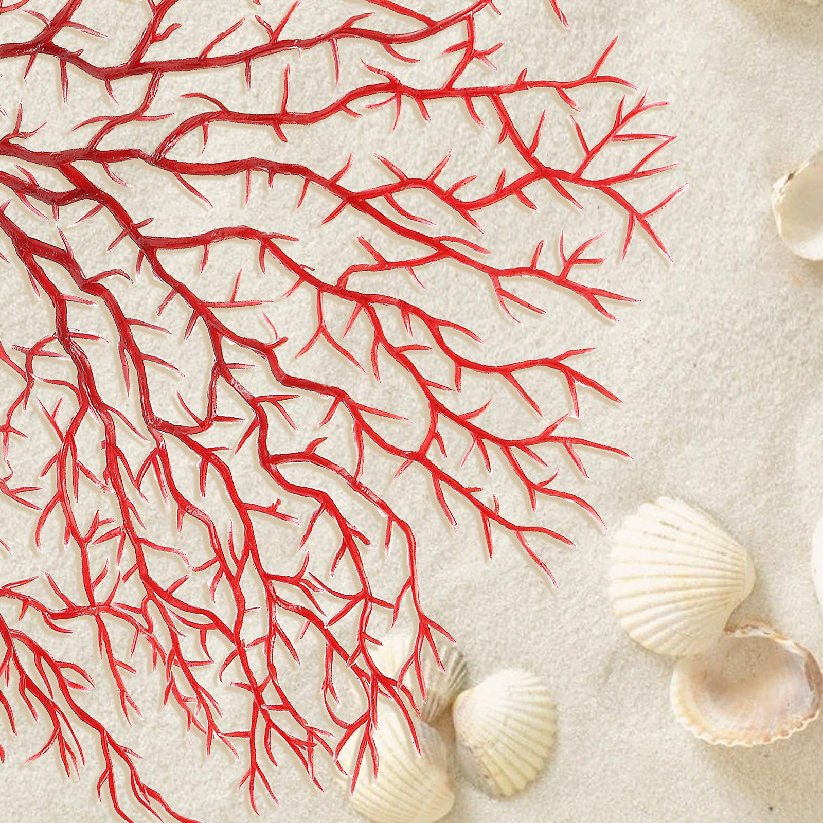 Piutouyar coral abanico rojo, decoración elegante para acuario y hogar.