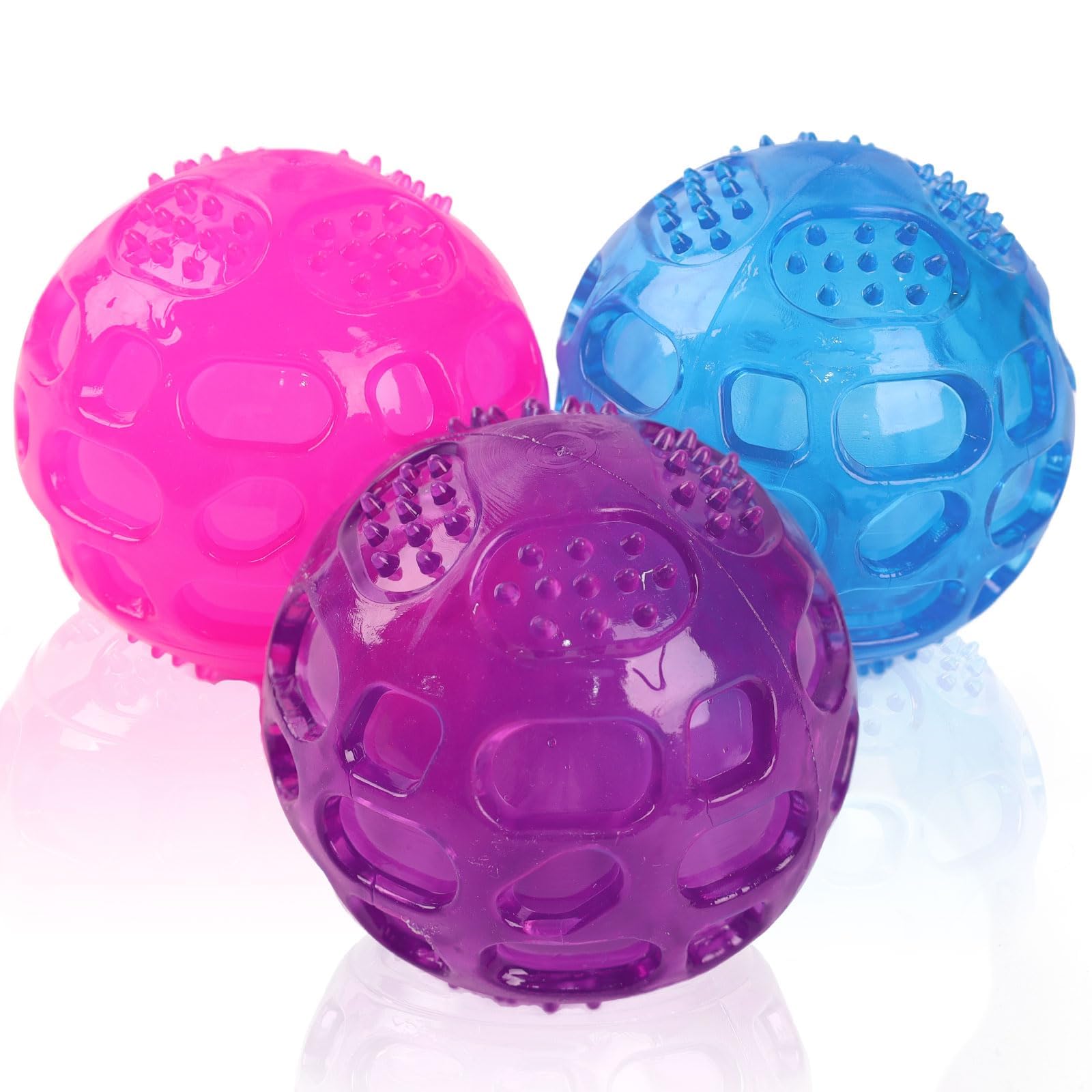 Bola PJDH rosa para juego activo, chirrido que estimula la atención del perro.