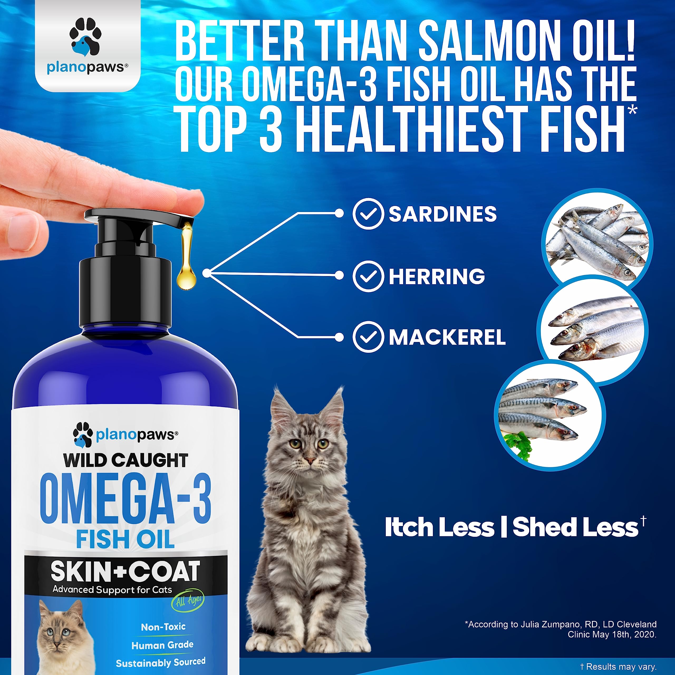 Planopaws Omega 3 para gatos, DHA y EPA para bienestar de la piel