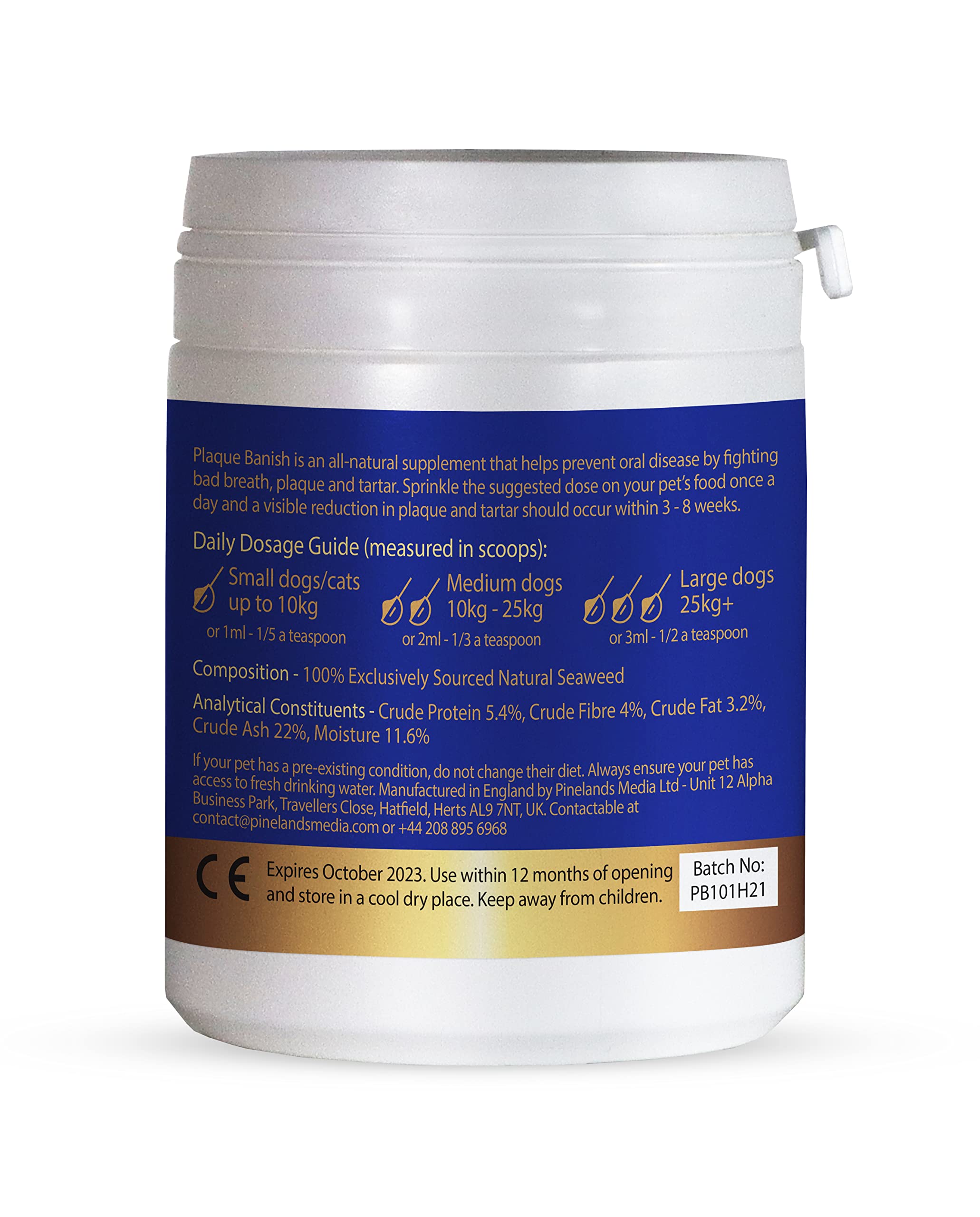 Plaque Banish: higiene dental para perros y gatos con aroma fresco.