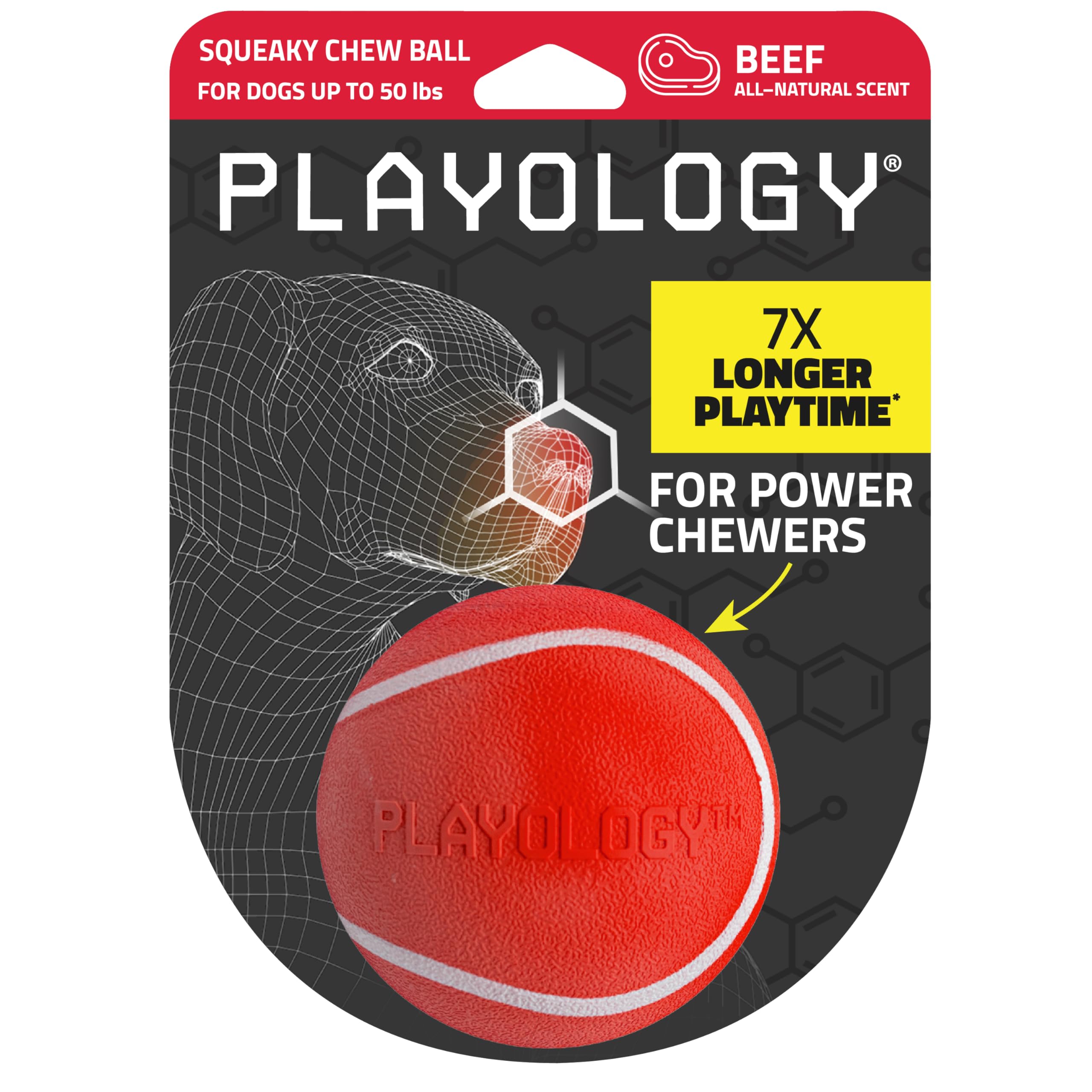 Playology bola mordida con sonido, entretenimiento prolongado para perros medianos