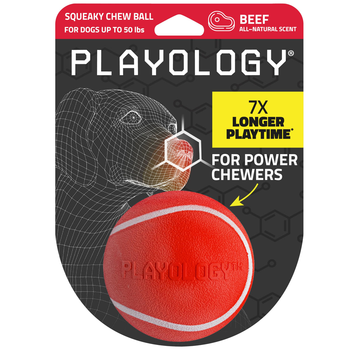 Playology bola mordida con sonido, entretenimiento prolongado para perros medianos