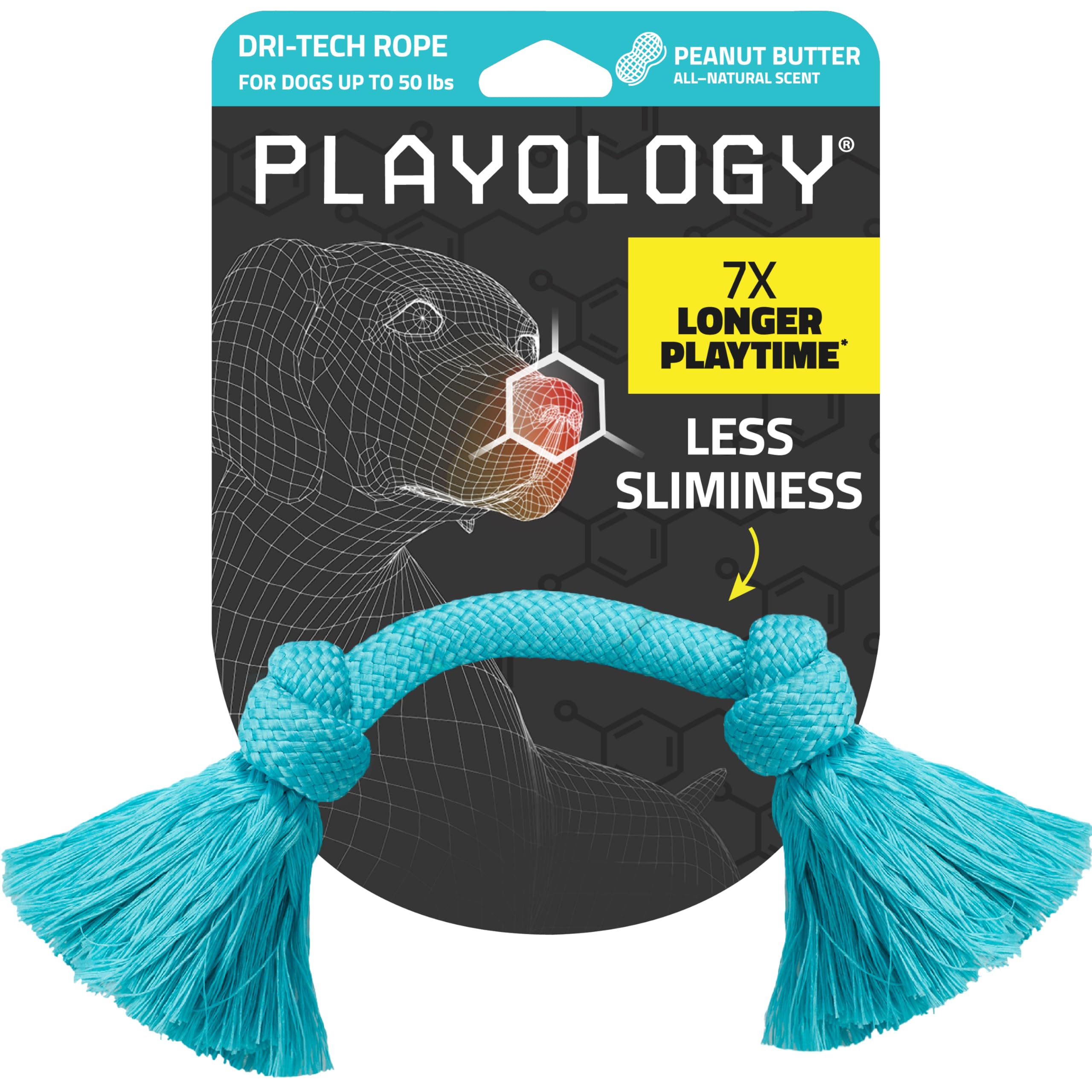 Playology Dri-Tech Cuerda para perros medianos, duradera para juego intenso.