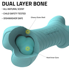 Playology Hueso masticable duradero para uso interior y exterior, fácil de limpiar
