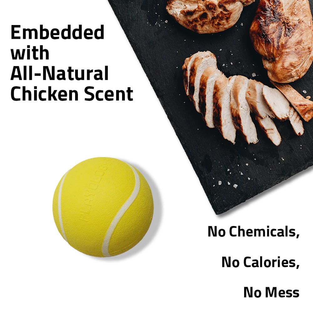 Juguete con aroma a pollo natural de Playology para aumentar la atención durante el juego.