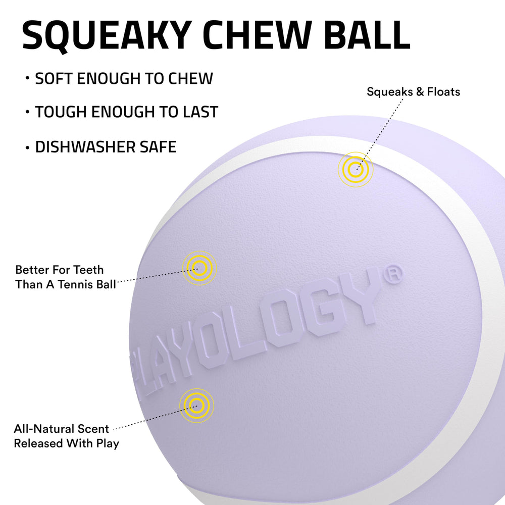 Playology Squeaky Chew Ball, aroma a cordero natural, mejora la estimulación sensorial durante el juego