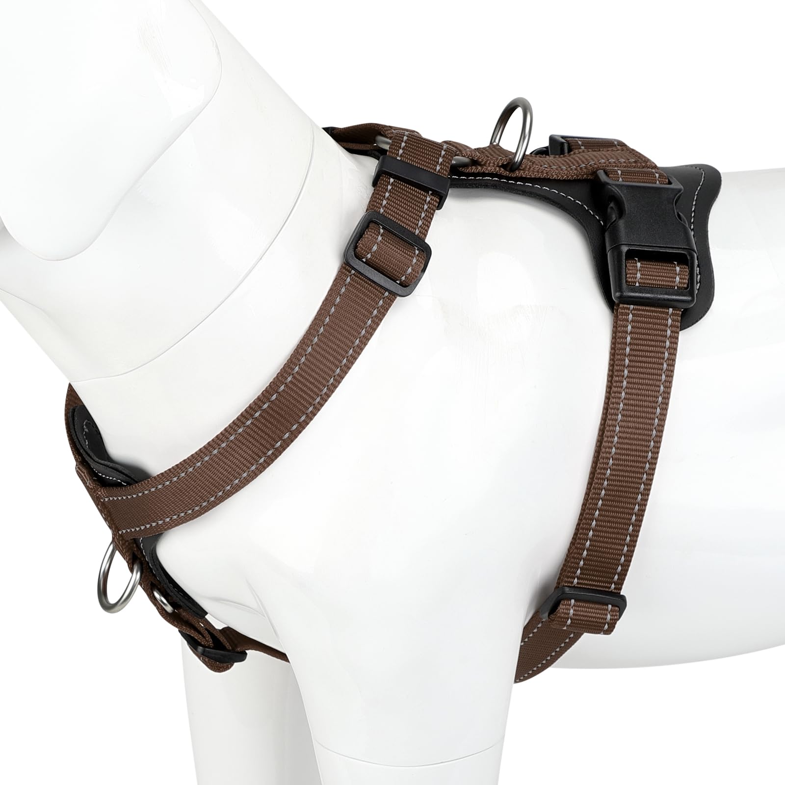 Arnés Plutus Pet ajustable con cuero y reflectante para mayor seguridad