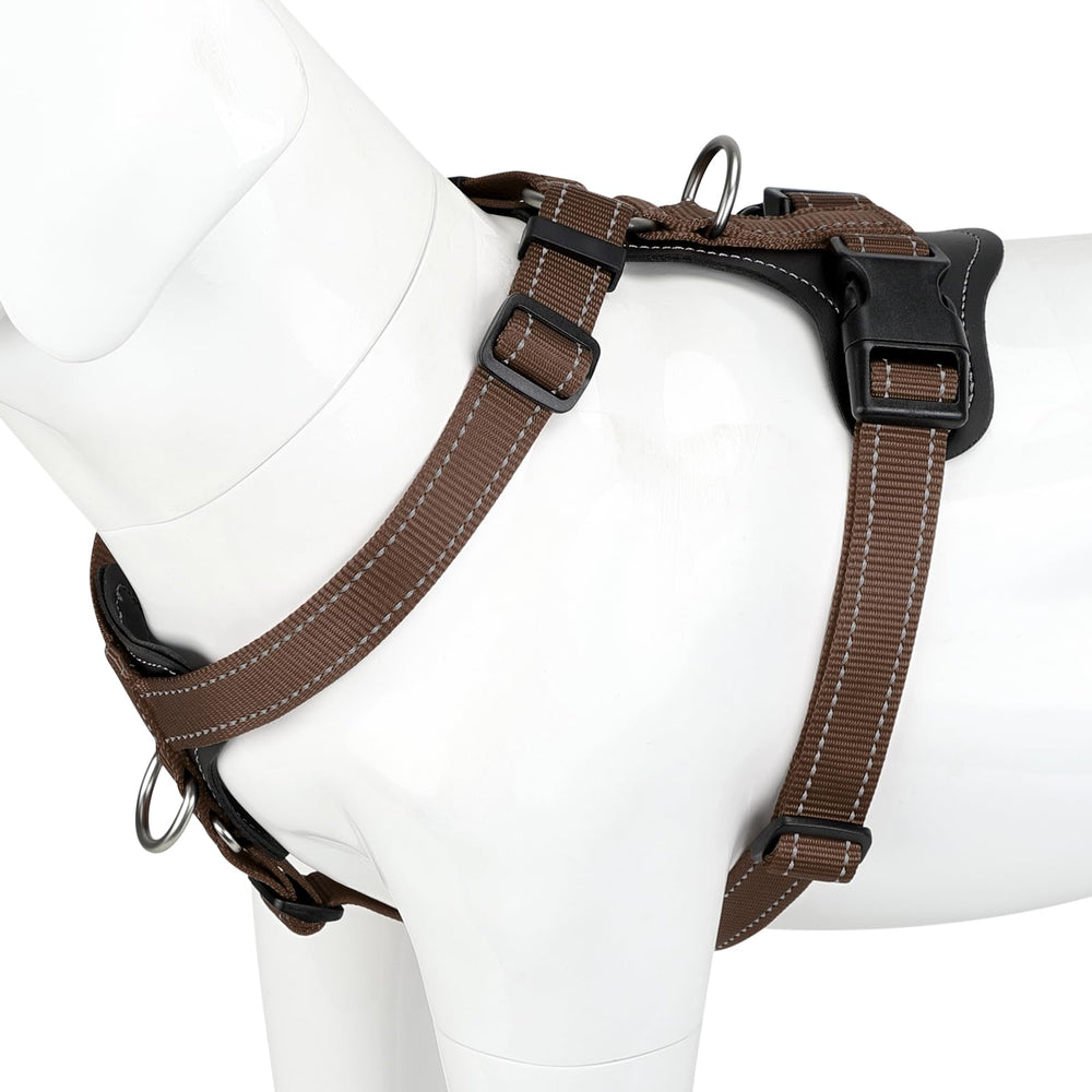 Arnés Plutus Pet ajustable con cuero y reflectante para mayor seguridad
