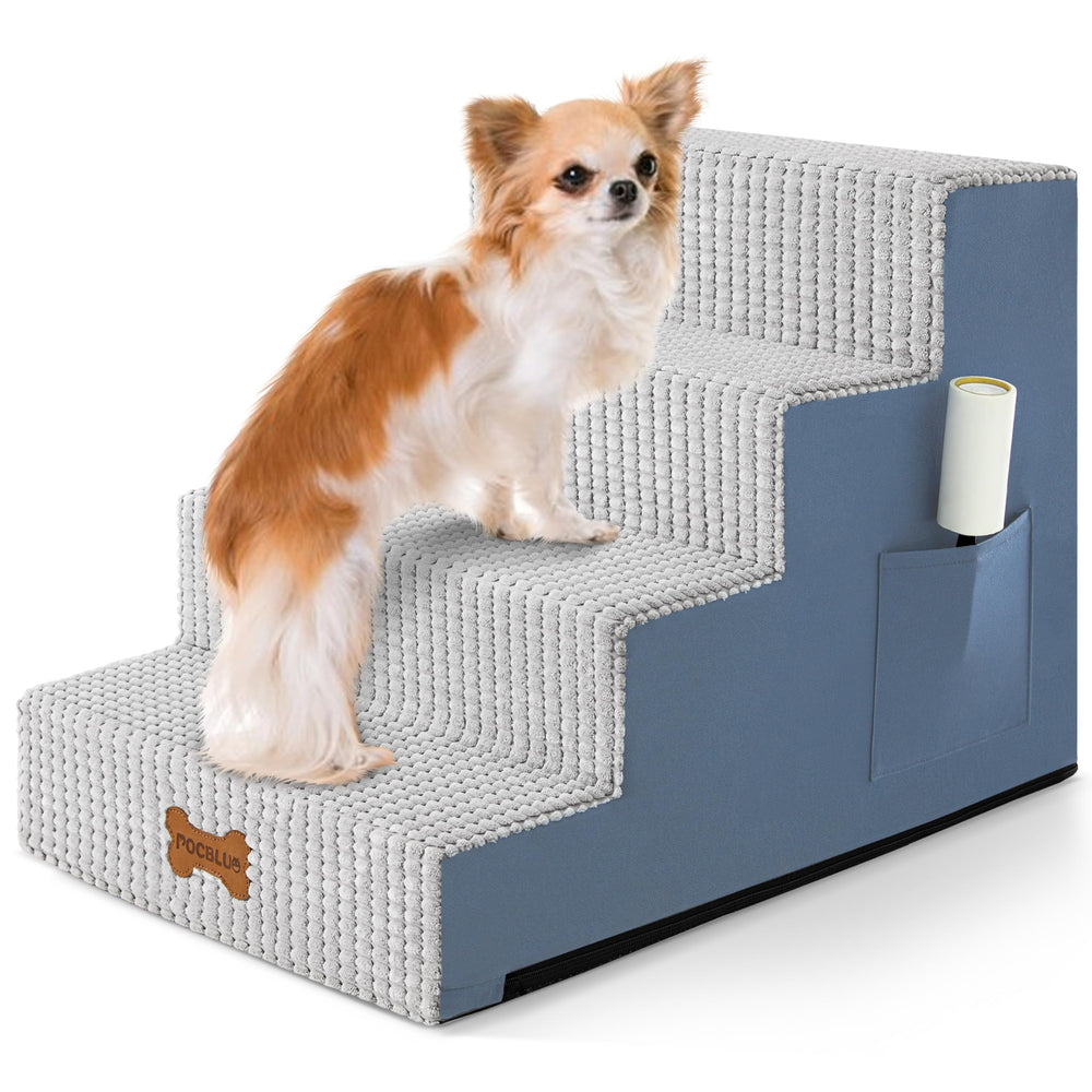 POCBLUE escaleras para perros en cama con 4 pasos para subir y bajar fácilmente