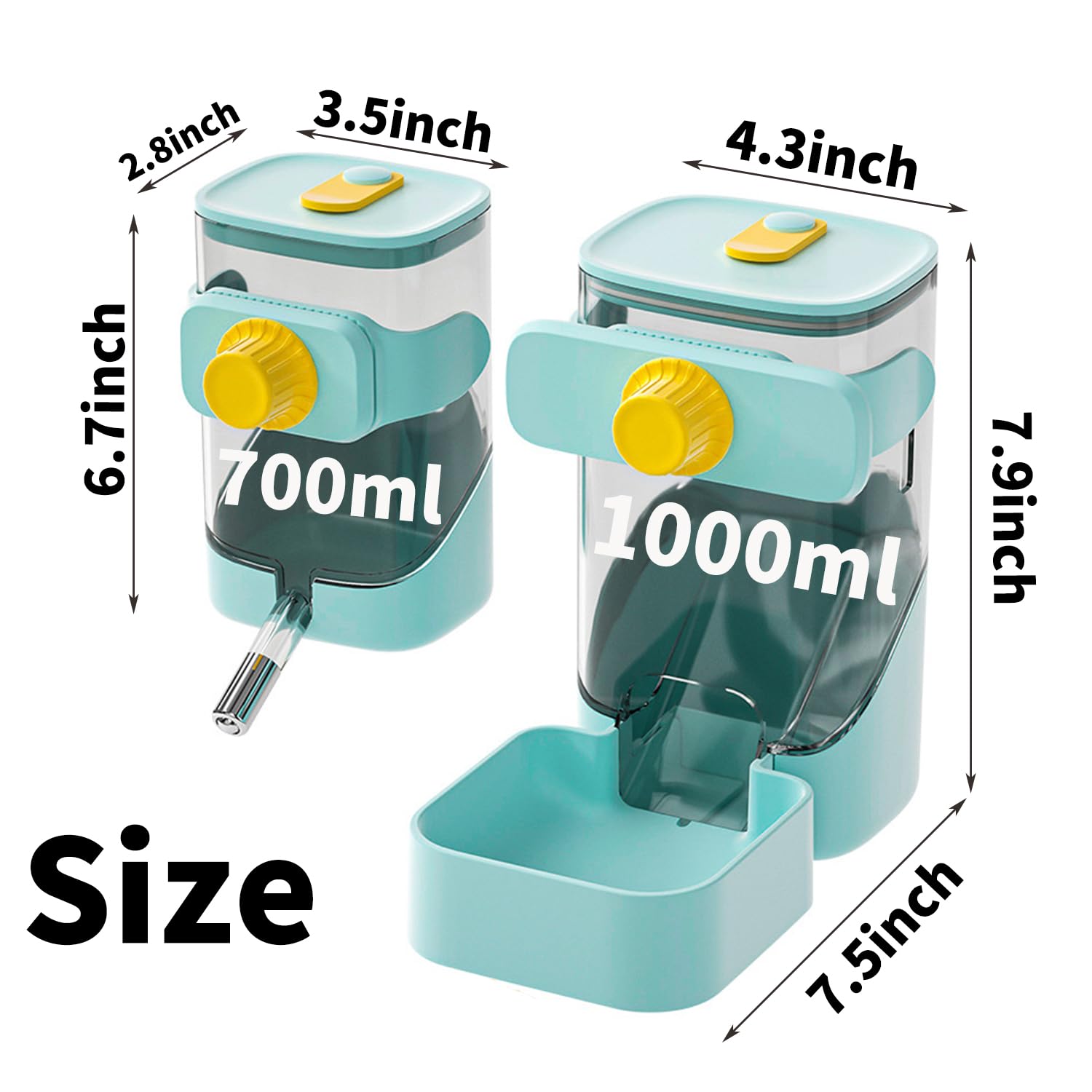 Podoo alimentador automático de 34oz para conejos, práctico y limpio.