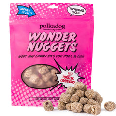 Polkadog Wonder Nuggets con pavo y arandano: sabor delicioso para recompensas diarias.