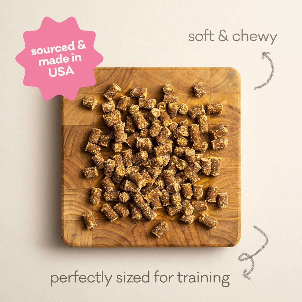 Polkadog Wonder Nuggets con textura suave, facil de masticar para todas las edades.
