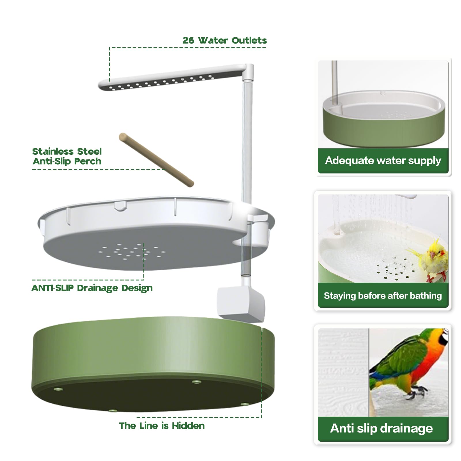 Pomfaee baño para varias aves, juego y baño conjunto