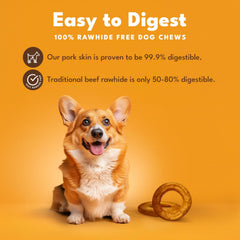 Pork Chomps bagel de piel de cerdo, primera mordida para perros curiosos.