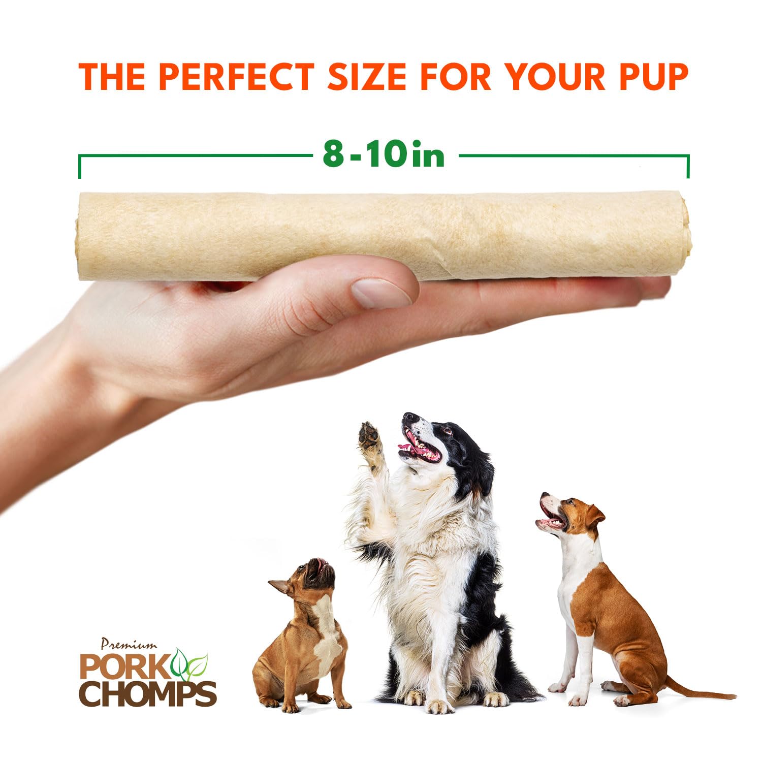 Pork Chomps Roll bajo en grasa para perros activos.