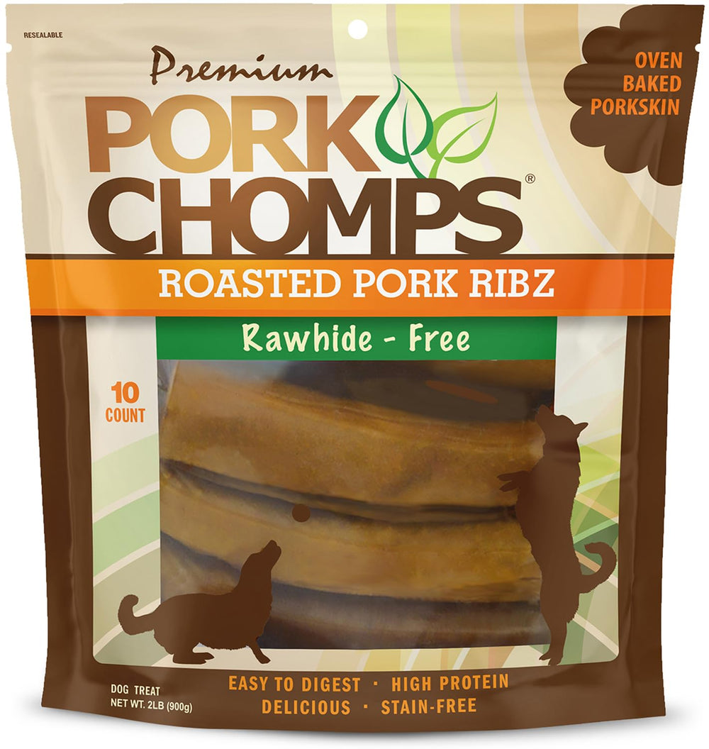 Pork Chomps masticables de piel de cerdo asada, sabor natural y crujiente.