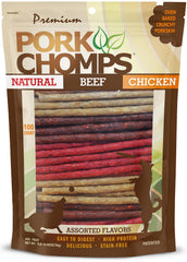 Pork Chomps Munchy Sticks cerdo asado, masticación duradera