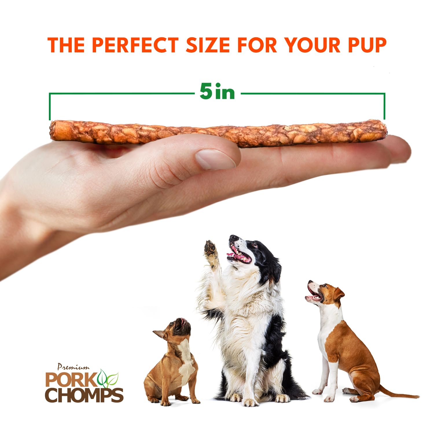 Pork Chomps Munchy Sticks bolsa reutilizable, frescura entre premios
