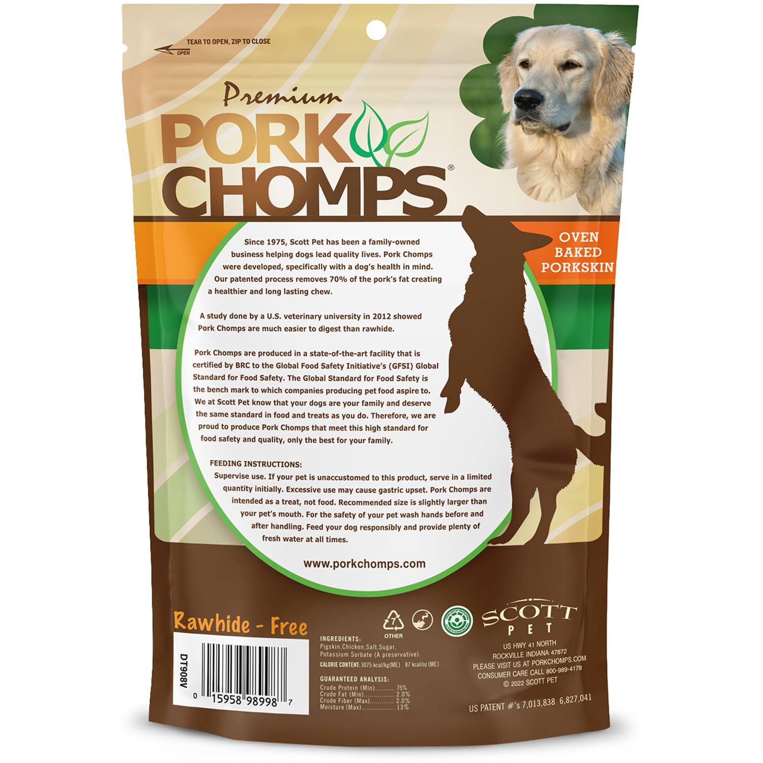 Pork Chomps apto para perros de todos los tamaños: tamaño ideal para bocas pequeñas