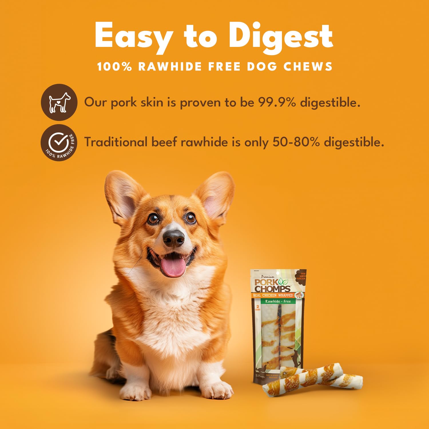 Pork Chomps recubrimiento-pollo-real: snack sabroso para perros.