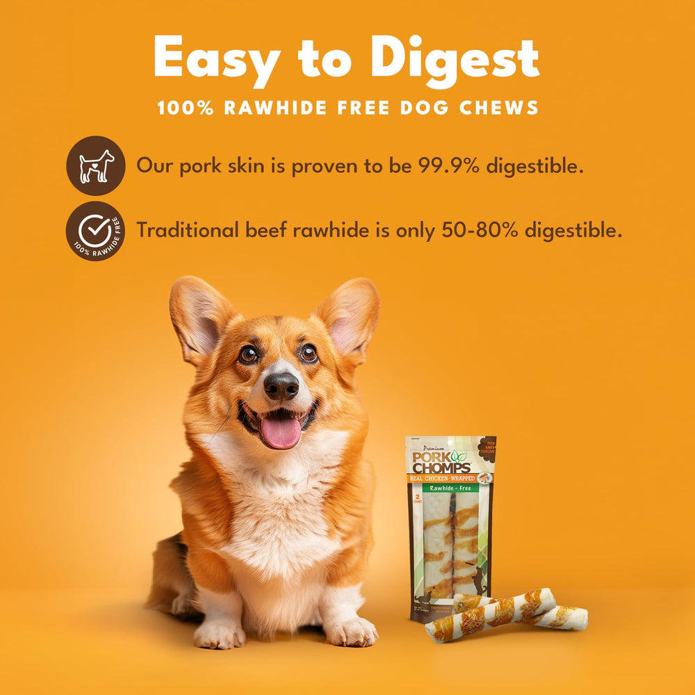 Pork Chomps recubrimiento-pollo-real: snack sabroso para perros.