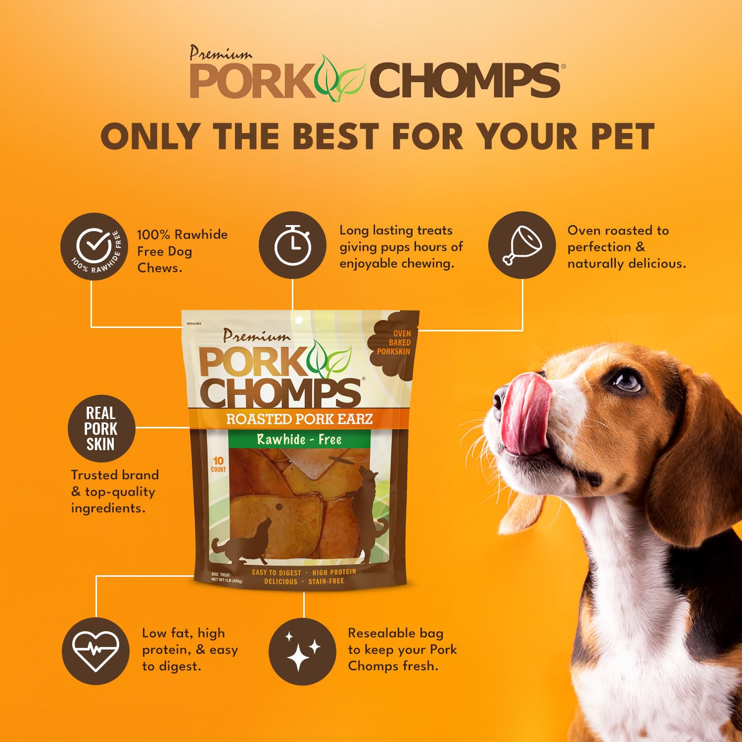 Pork Chomps textura dura y deliciosa para masticación prolongada