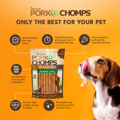 Pork Chomps: textura firme de torcidos para masticación más larga.