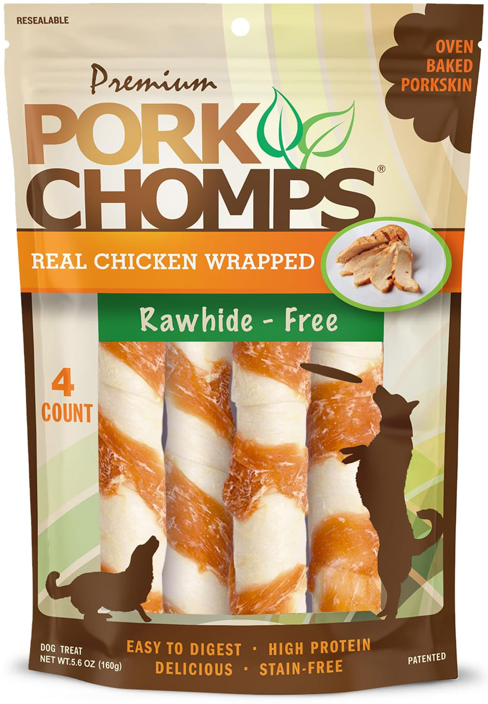 Pork Chomps: tiras de piel de cerdo horneada de 6 pulgadas para recompensa diaria