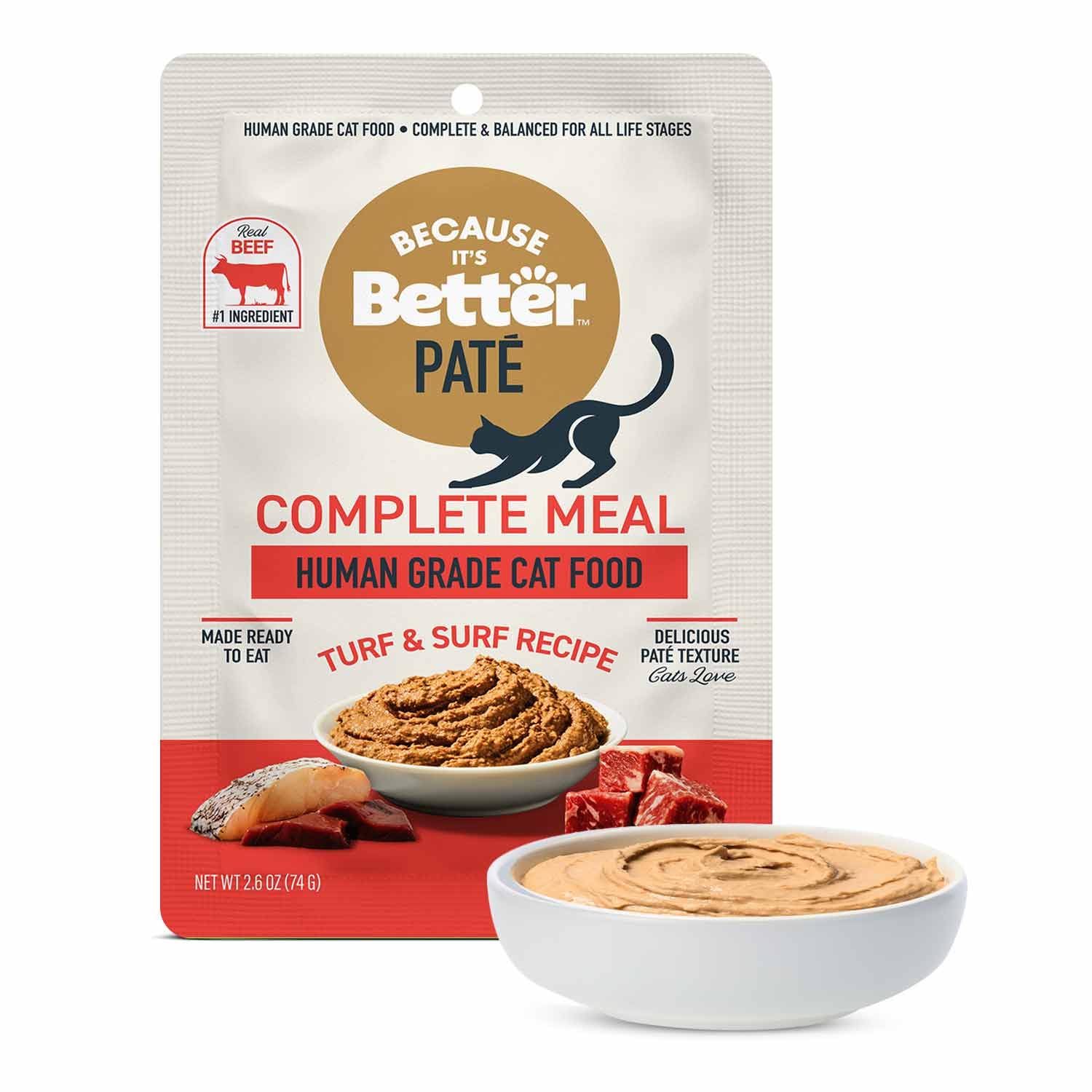 Paté Turf y Surf de Porque Es Mejor: aroma apetitoso que estimula el interés del gato