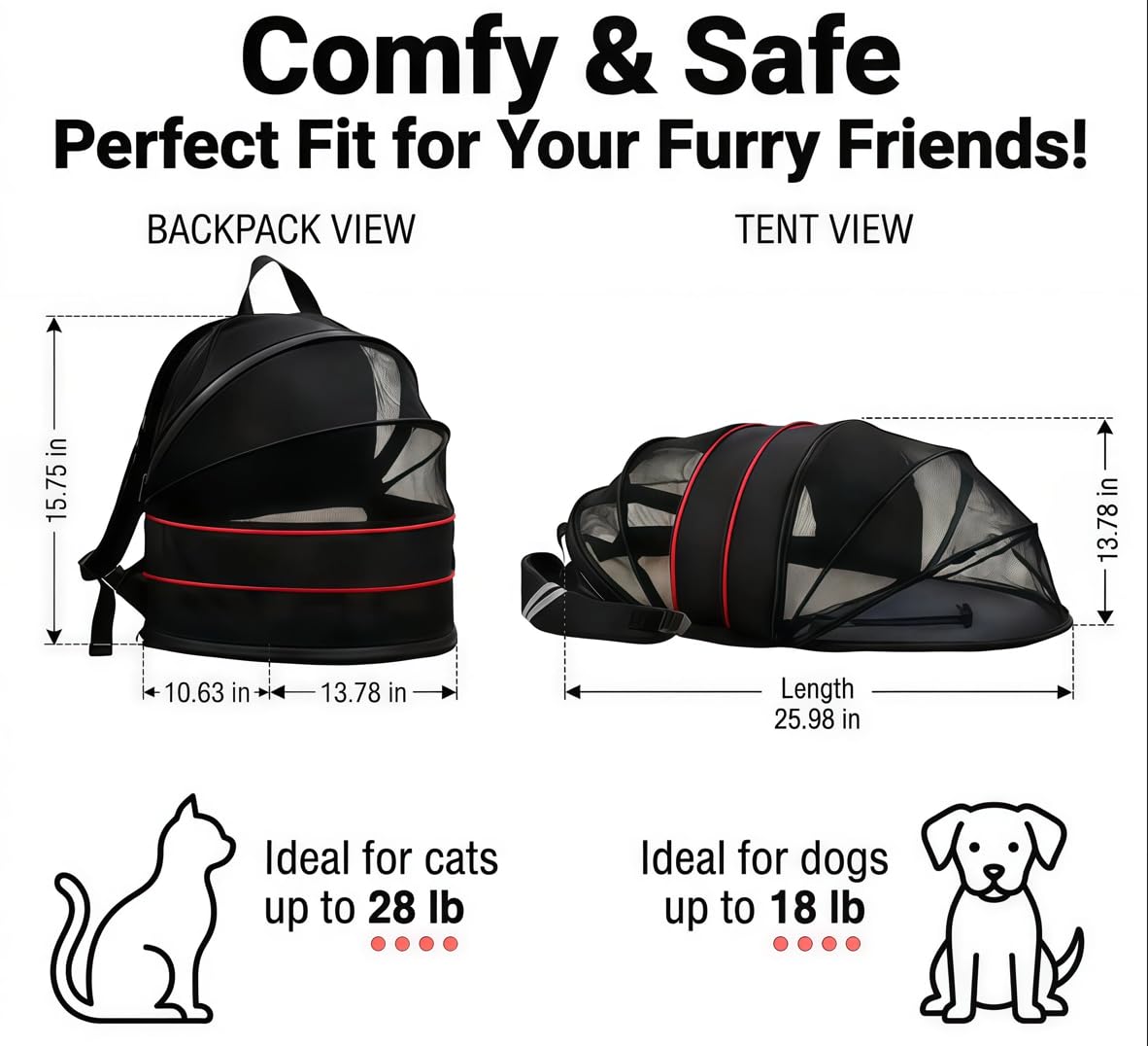 Portador mochila perro uso múltiple, ideal para viaje y paseo.