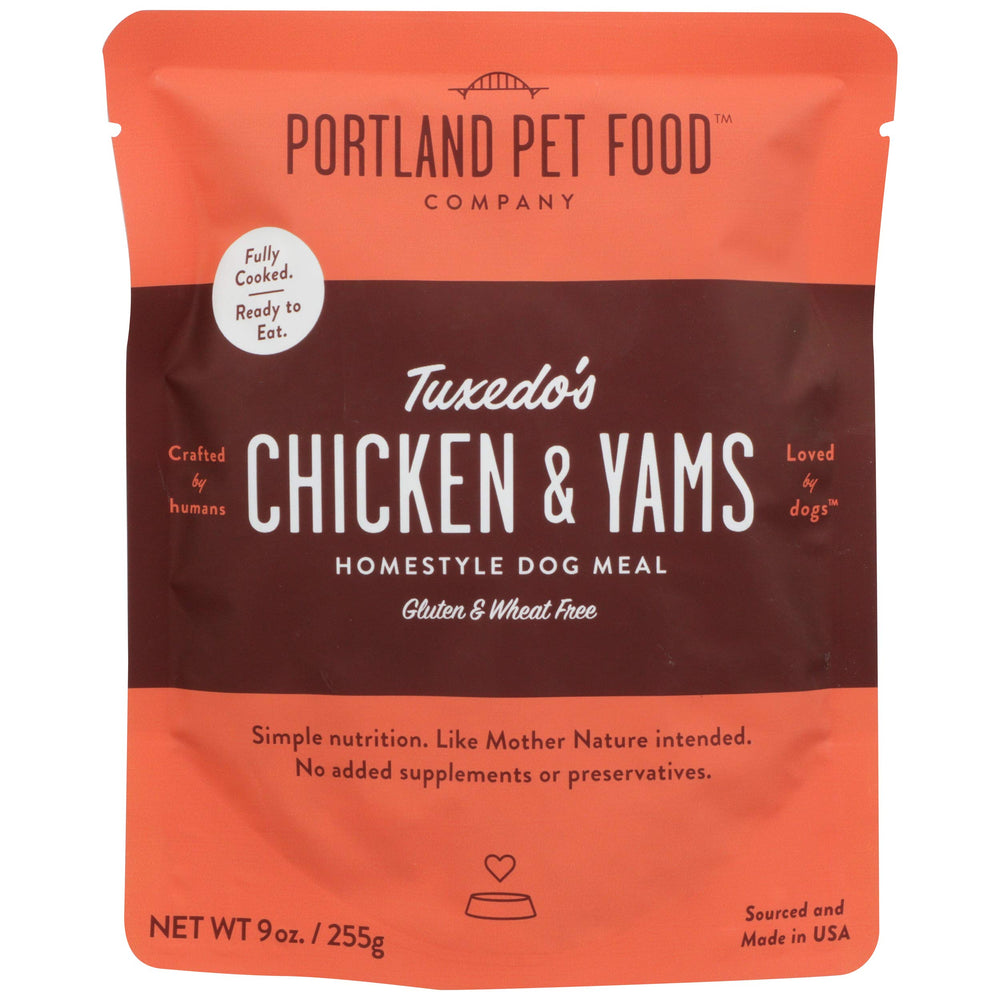 Portland Pet Food Company Tuxedo's Chicken & Yams, aroma agradable durante la comida