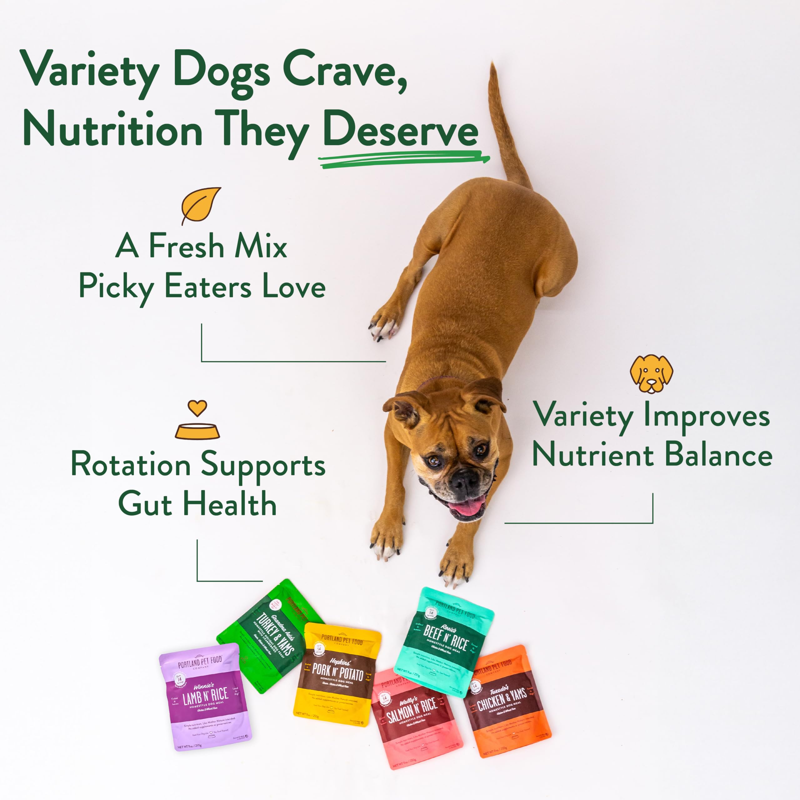 Portland Pet Food Pouches, ideales como complemento o mezcla para la dieta.
