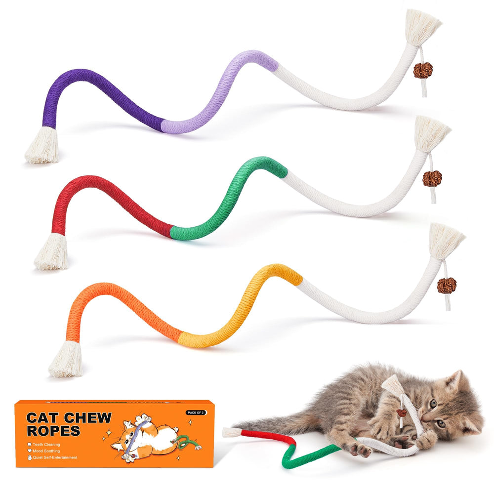 Potaroma juguete cuerda masticable para gatos favorece dentición y juego activo.