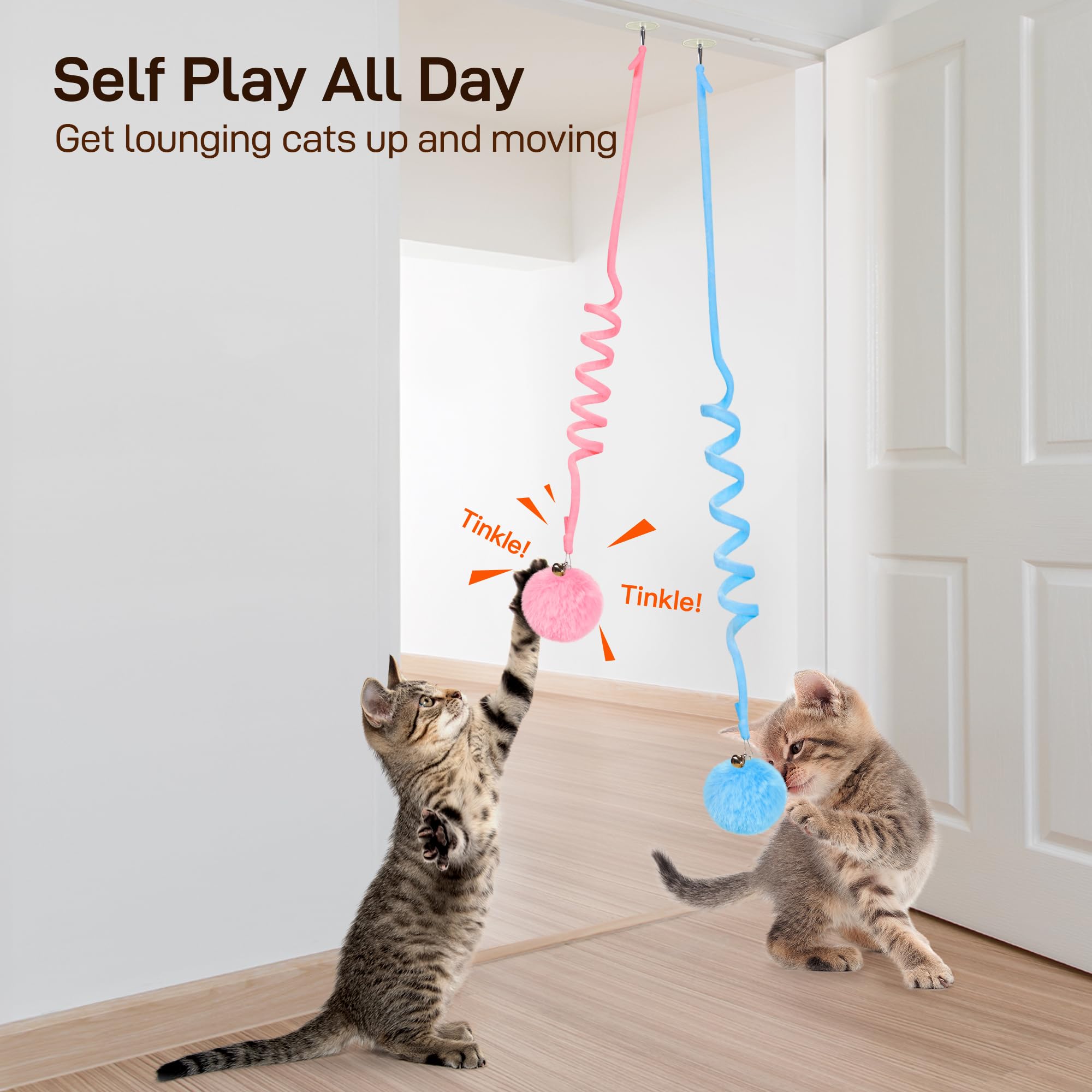 Potaroma juguete interactivo para gato, colgante con campana que acompaña el juego y la curiosidad.