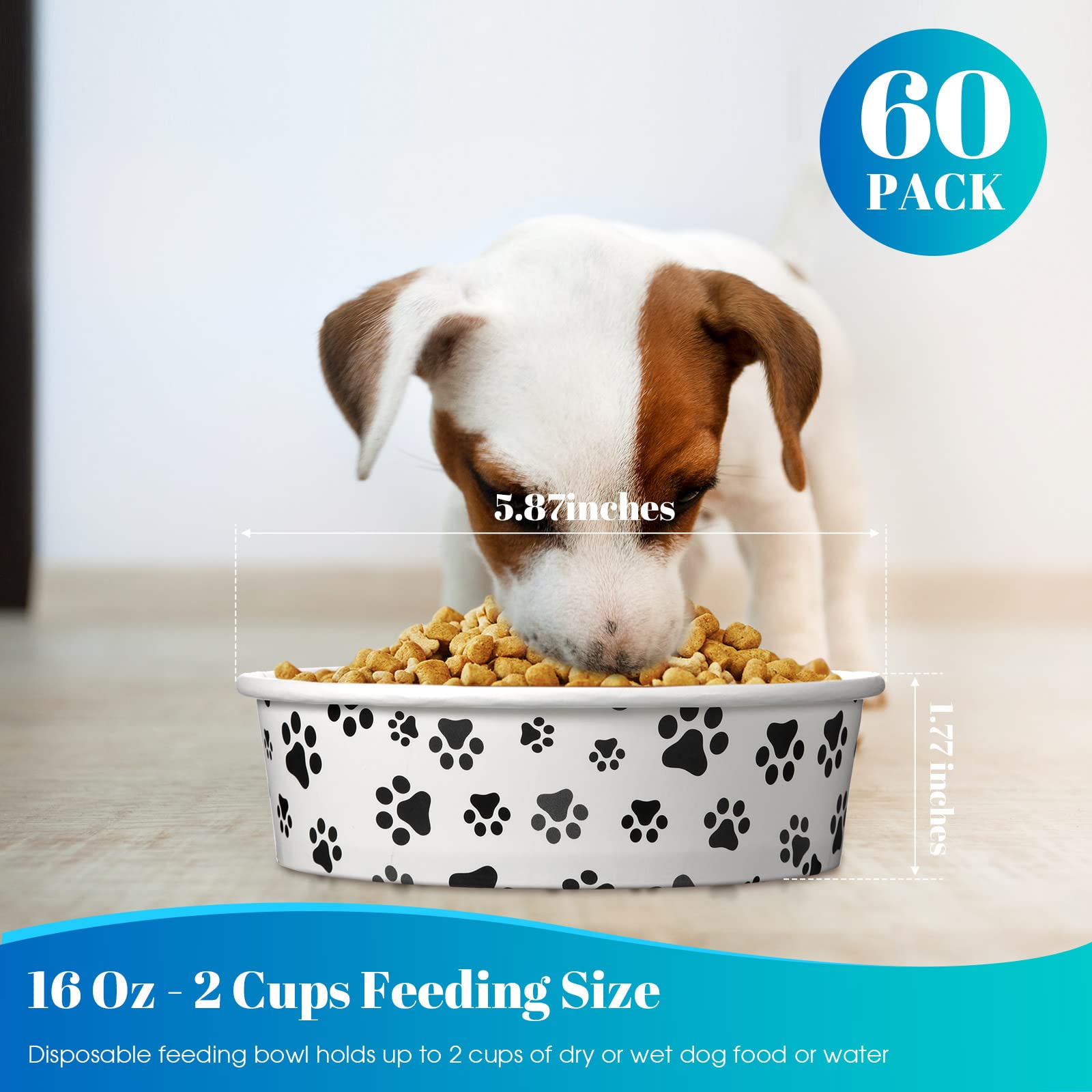 Potchen tazones de papel para perro pequeño de 14 cm, diseño práctico para comer en viaje.