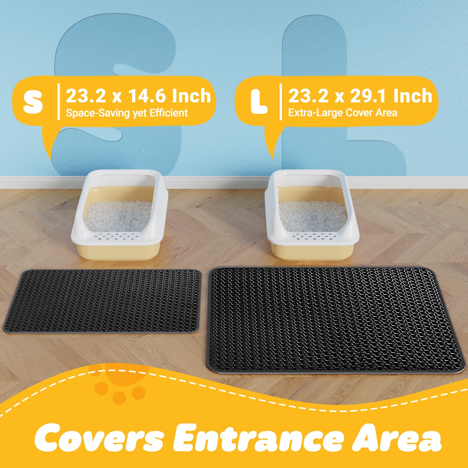 Powools alfombrilla para arena de gatos, impermeable y antideslizante para proteger el piso y facilitar limpieza.