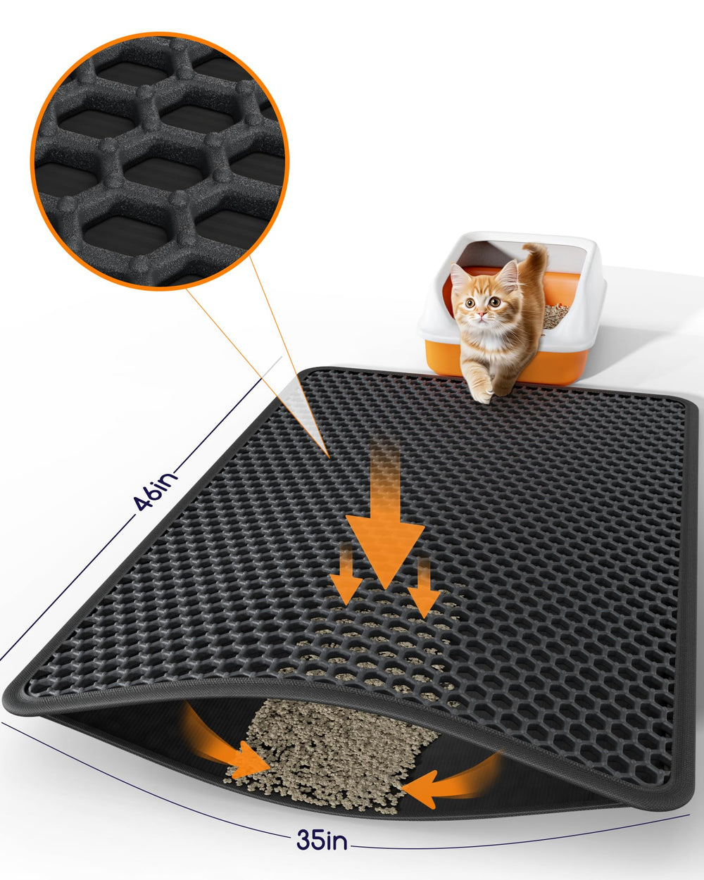 Powools alfombrilla para caja de arena, capa inferior impermeable, evita fugas y facilita la limpieza.