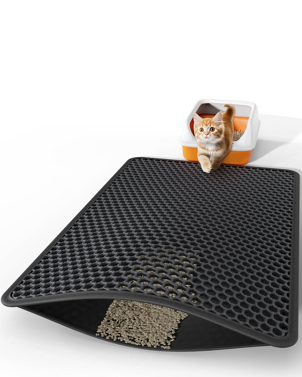 Powools alfombrilla para caja de arena, capa superior panal, atrapa arena para pisos más limpios.