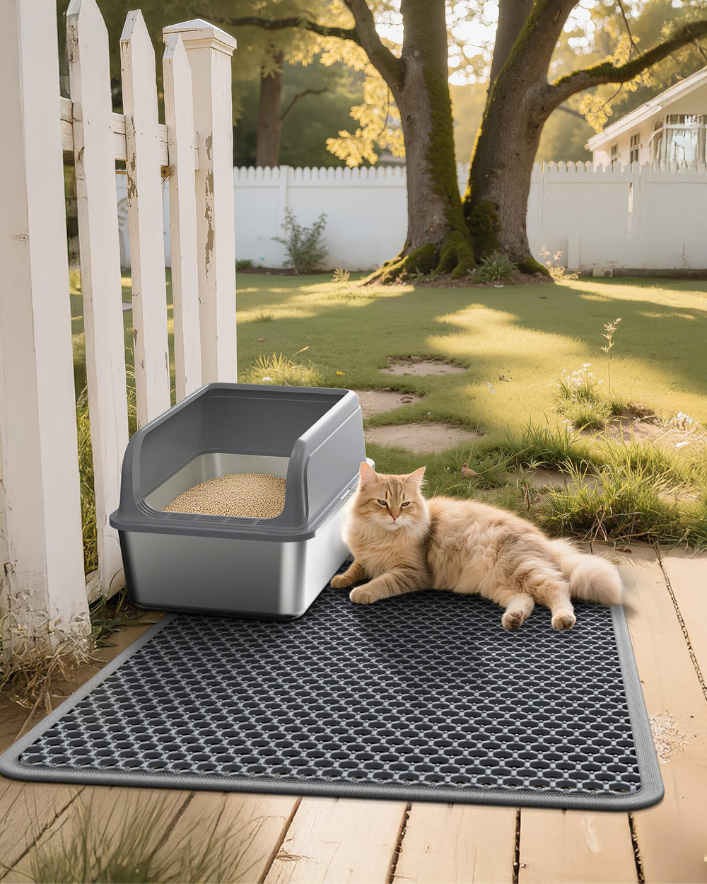 Powools almohadilla para arena de gatos gran cobertura ideal para entradas anchas.