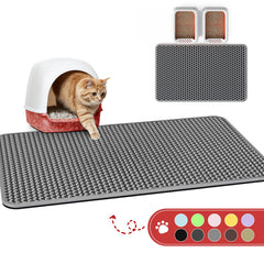 Powools almohadilla para arena de gatos con capa doble que atrapa arena y protege el suelo.