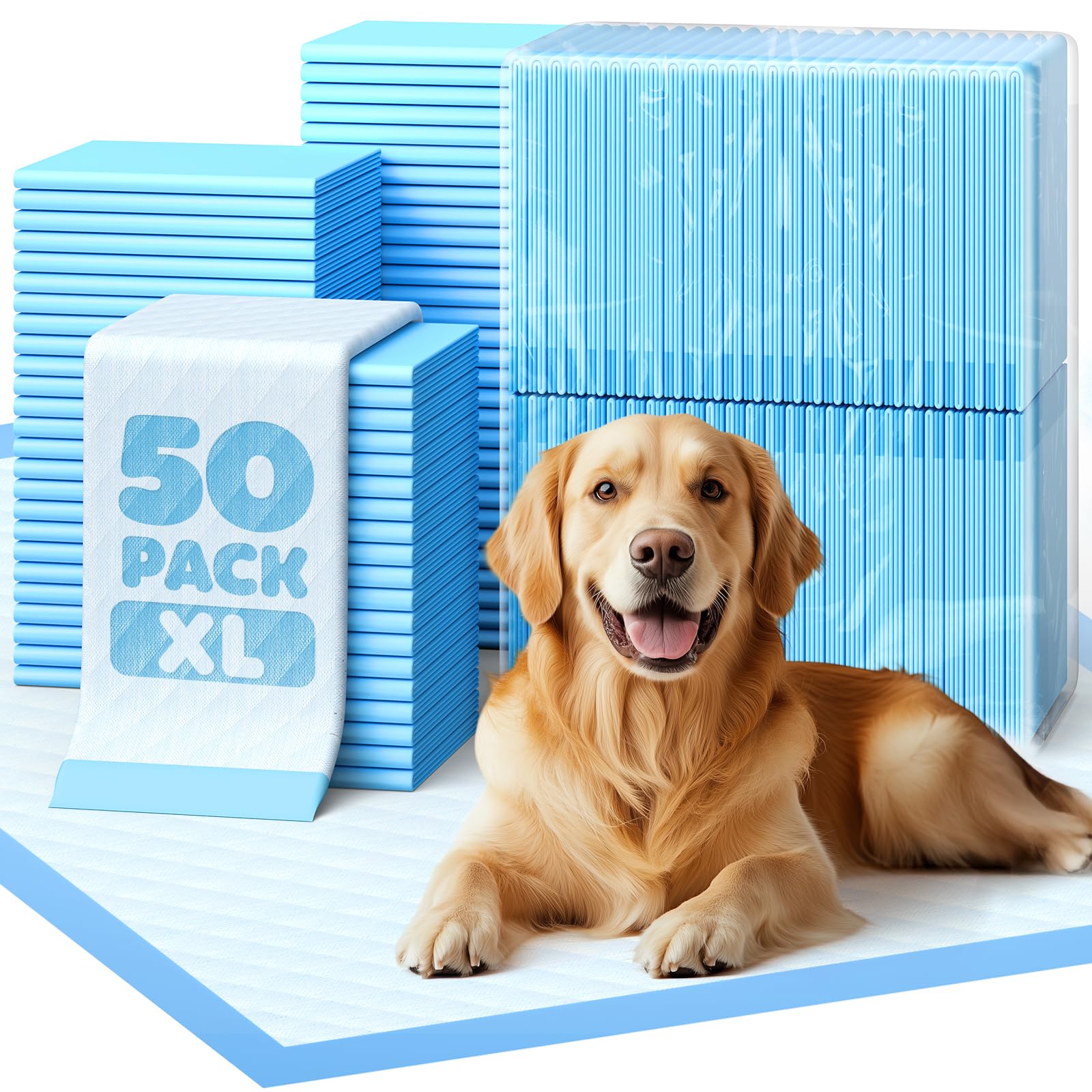 Powools almohadilla para perro XL 34x28 con 6 capas, absorción alta para entrenamiento limpio.