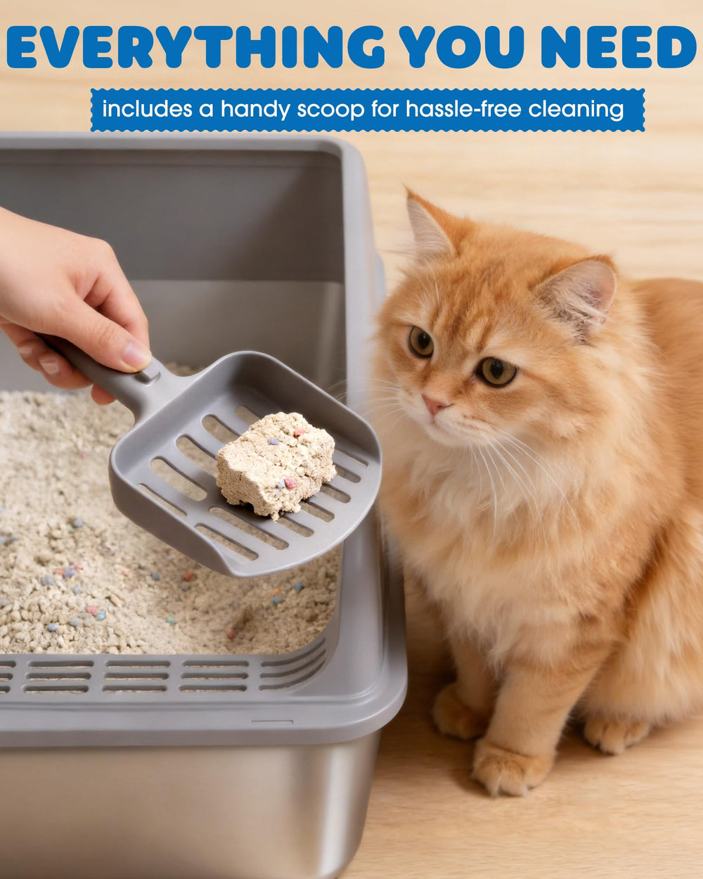 Powools caja-arena-gato-limpieza-facil: superficie lisa para lavado rápido