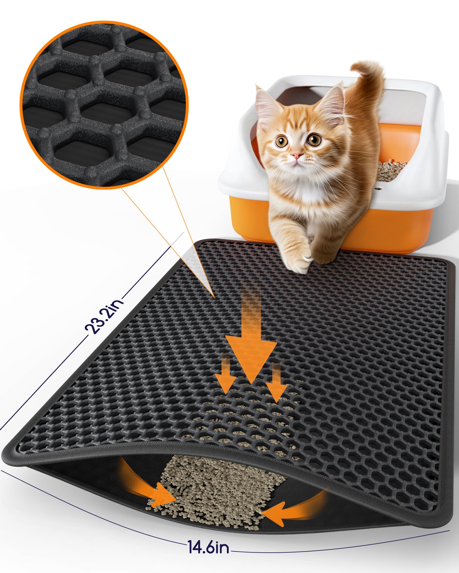 Powools esterilla de arena para gato con base antideslizante para piso seguro.