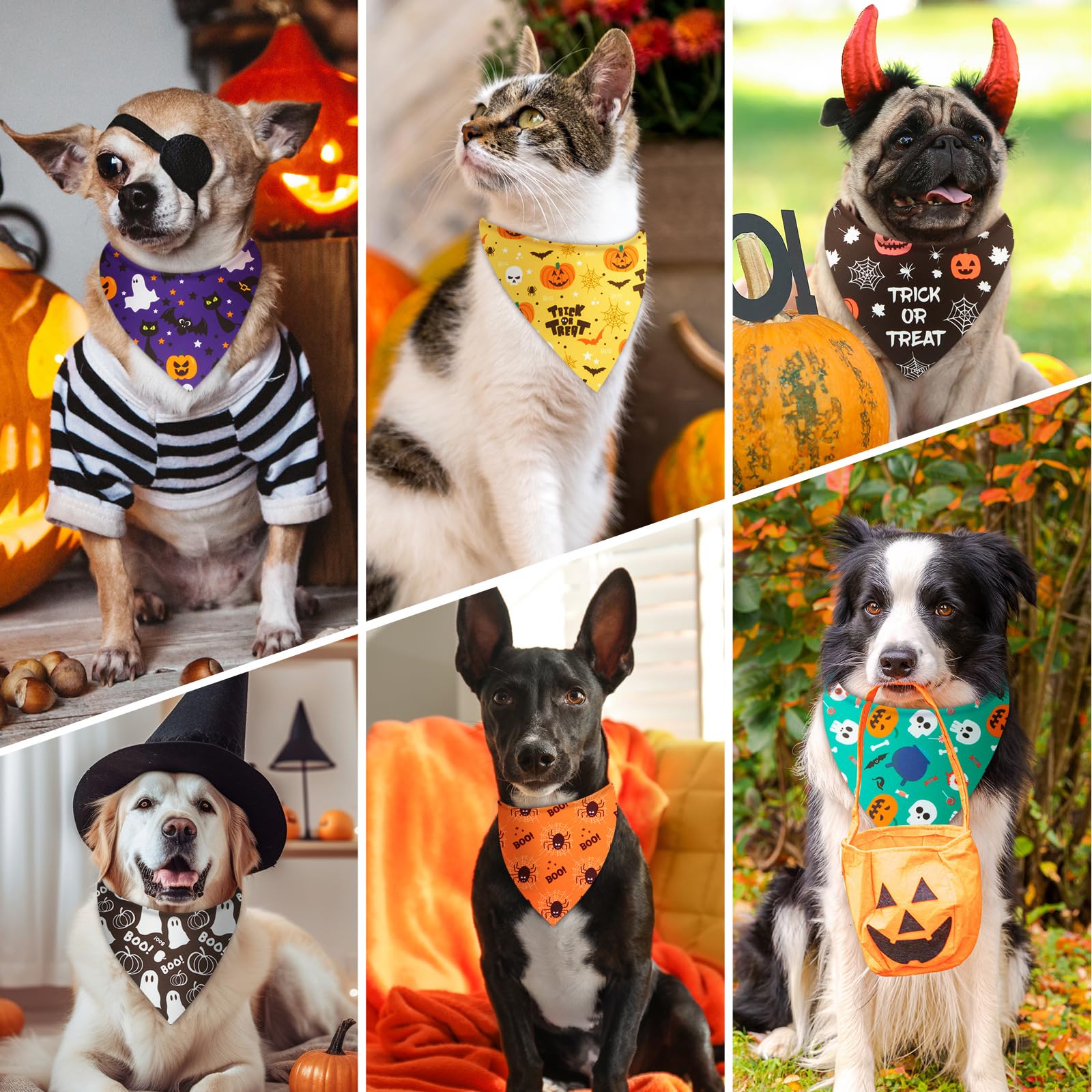 Bandana de Halloween de Preboun, diseños coloridos para regalar a dueños de mascotas