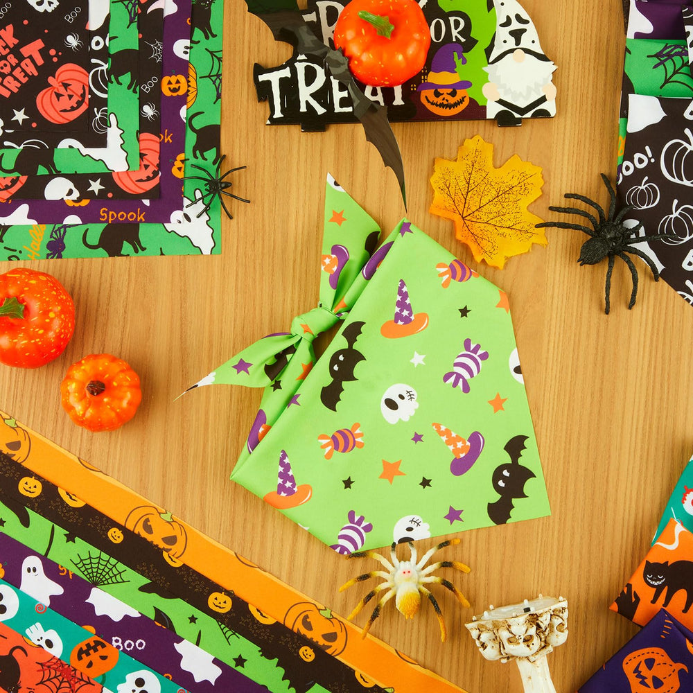 Bandana de Halloween de Preboun con hojas otoñales, look temático para eventos