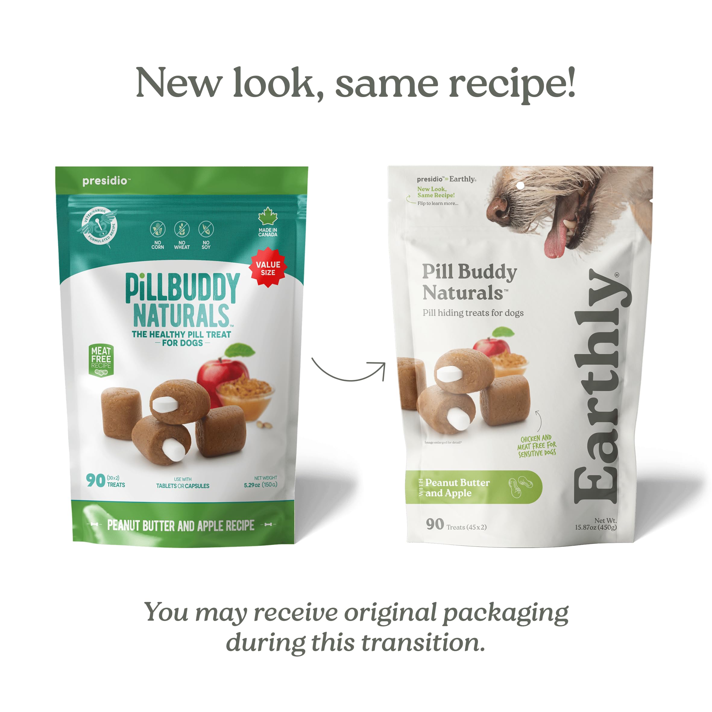 Presidio Pill Buddy Naturals receta sin pollo, adecuada para perros con alergias.