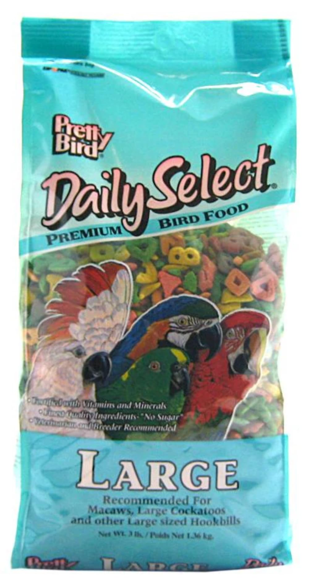 Pretty Bird Daily Select Premium para cacatúas y guacamayos grandes, nutrición diaria.