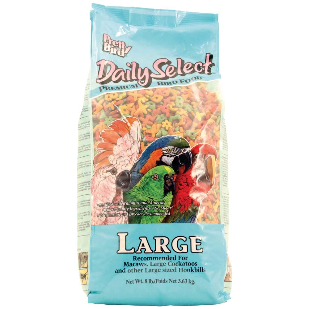Pretty Bird Daily Select para aves grandes: envase visible y colores atractivos para estimular el consumo.